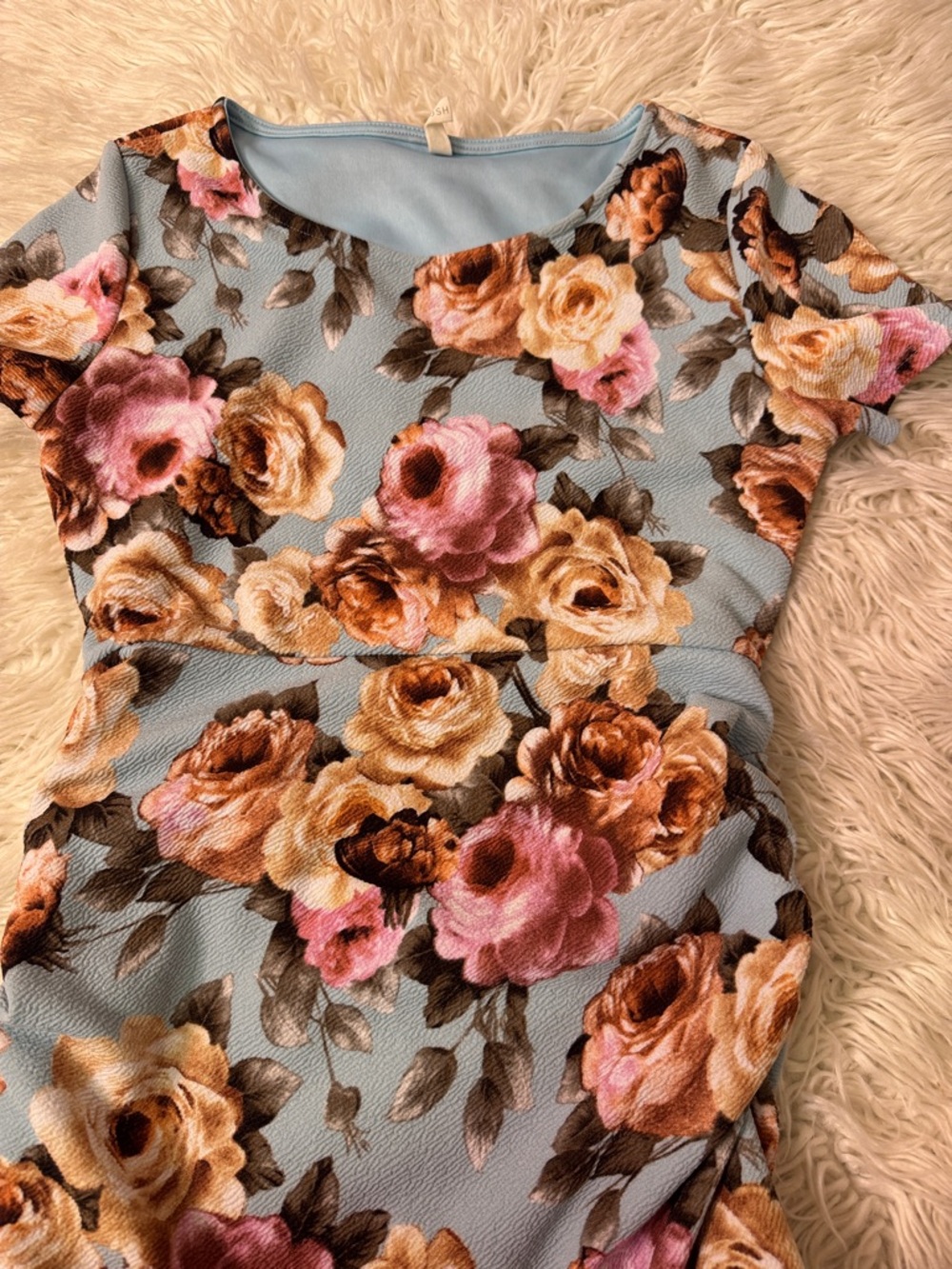 80 Blue Floral - Pink Blush S